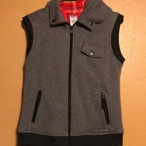 Burton gray dry ride winter vest with hood